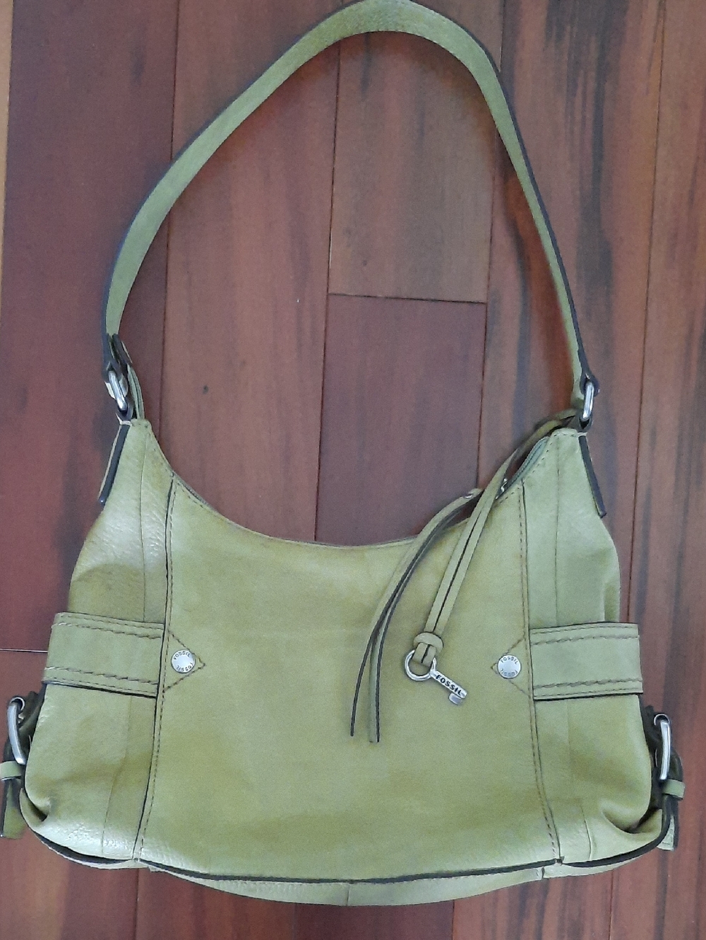 Fossil Vintage 154 Olive Green Leather Hobo Purse